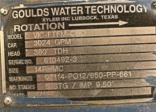 Lot Of (4) Goulds Quadna Model Vic-ftfm-cbo 5-stage Vertical Turbine Pumps)